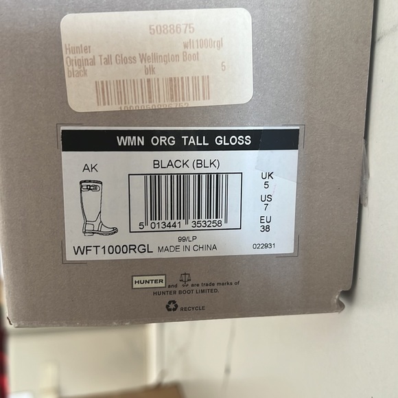 HUNTER BLACK RAINBOOTS SIZE 7 - Picture 6 of 6